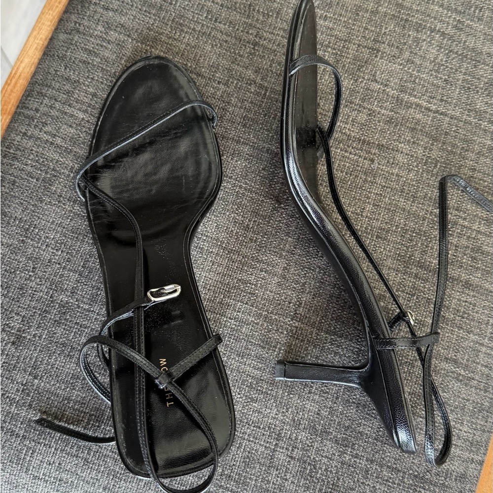 The Row Bare Leather Sandal Black